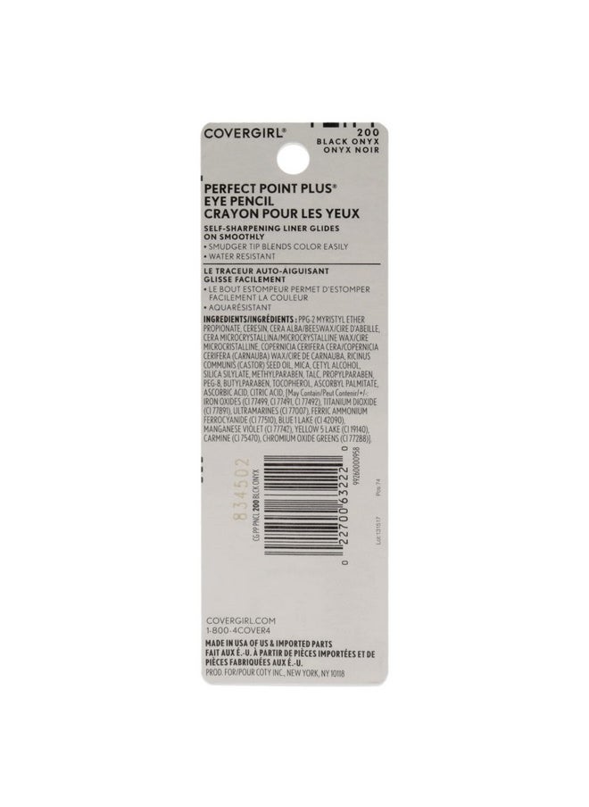 CoverGirl Perfect Point Plus Eyeliner Pencil, Black Onyx, Long-Lasting, Versatile Black Eyeliner, Soft Smudging Tip, No Sharpening Needed, Pack of 1