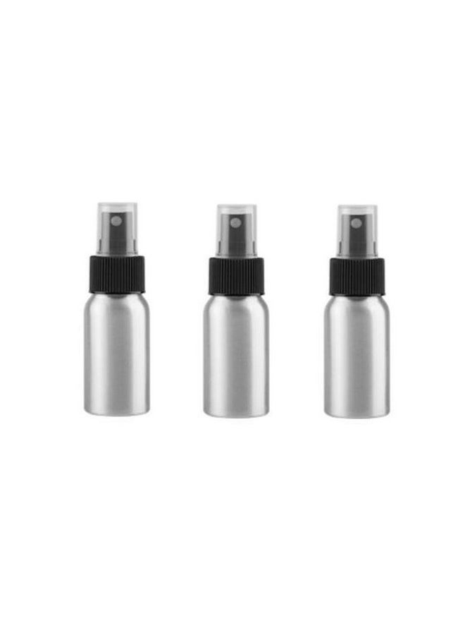 SYBL 3 Pcs Aluminum Water Bottles Fine Mist Spray Bottle with Black Pump Sprayer Empty Sample Atomizer Containers for Essential Oils Perfume Aromatherapy Makeup Water size 30ml/1oz