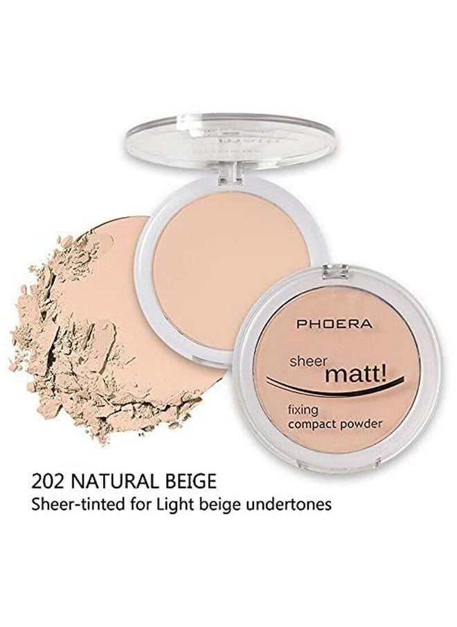 AQUAPURITY - PHOERA Sheer Matte Fixing Powder Makeup Base Fixer Setting Powder Foundation Fixing Compact Pressed Powder Long Lasting Make Up Fixer Skin Vitamin E Beauty Blender (202 Natural Beige…)