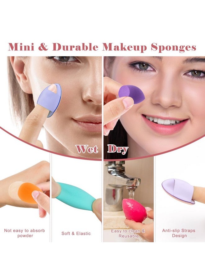 AHIER 50 Pcs Mini Makeup Sponge Set Include 40 Pcs Mini Beauty Blender & 10 Pcs Finger Powder Puff, Random Colored Small Beauty Blender Makeup Sponges Facial Makeup Tools for Foundation Concealer