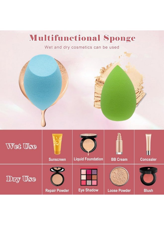 AHIER 50 Pcs Mini Makeup Sponge Set Include 40 Pcs Mini Beauty Blender & 10 Pcs Finger Powder Puff, Random Colored Small Beauty Blender Makeup Sponges Facial Makeup Tools for Foundation Concealer