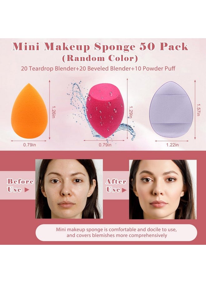 AHIER 50 Pcs Mini Makeup Sponge Set Include 40 Pcs Mini Beauty Blender & 10 Pcs Finger Powder Puff, Random Colored Small Beauty Blender Makeup Sponges Facial Makeup Tools for Foundation Concealer