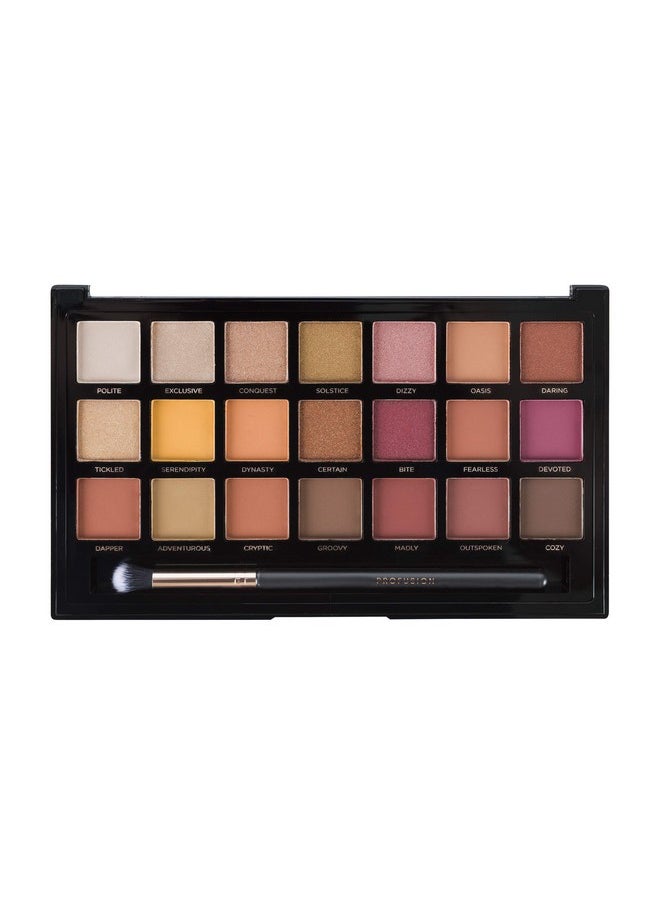 Profusion Cosmetics 21 Shade Eyeshadow Palette for Eyecatching Look, Long lasting and Cruelty Free Bright Pigmented Shades Collection and Brush, Siennas