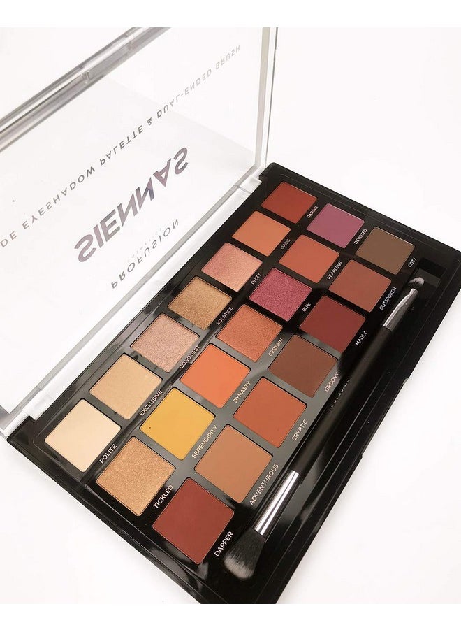 Profusion Cosmetics 21 Shade Eyeshadow Palette for Eyecatching Look, Long lasting and Cruelty Free Bright Pigmented Shades Collection and Brush, Siennas