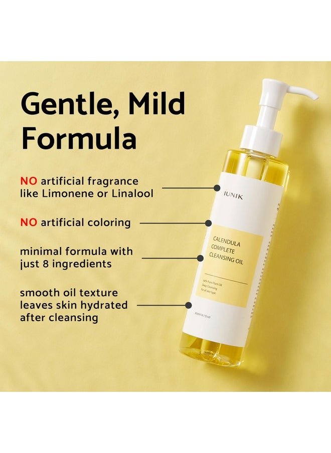 IUNIK Calendula & Jojoba Oil-Infused Vegan Cleansing Oil - Gentle Blackhead Melting & Makeup Remover Facial Cleanser w/ 94% Plant-based Oils Korean Skincare