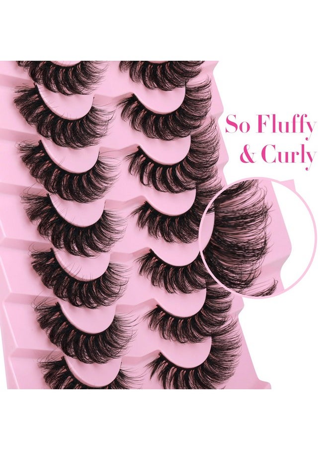 JIMIRE Mink Lashes Fluffy Cat Eye Lashes Wispy 6D Volume False Eyelashes that Look Like Extensions Thick Soft Curly Fake Lashes 7 Pairs Pack