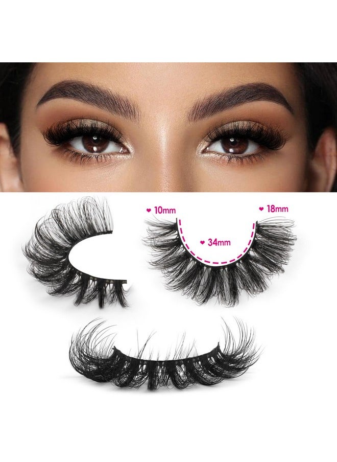 JIMIRE Mink Lashes Fluffy Cat Eye Lashes Wispy 6D Volume False Eyelashes that Look Like Extensions Thick Soft Curly Fake Lashes 7 Pairs Pack