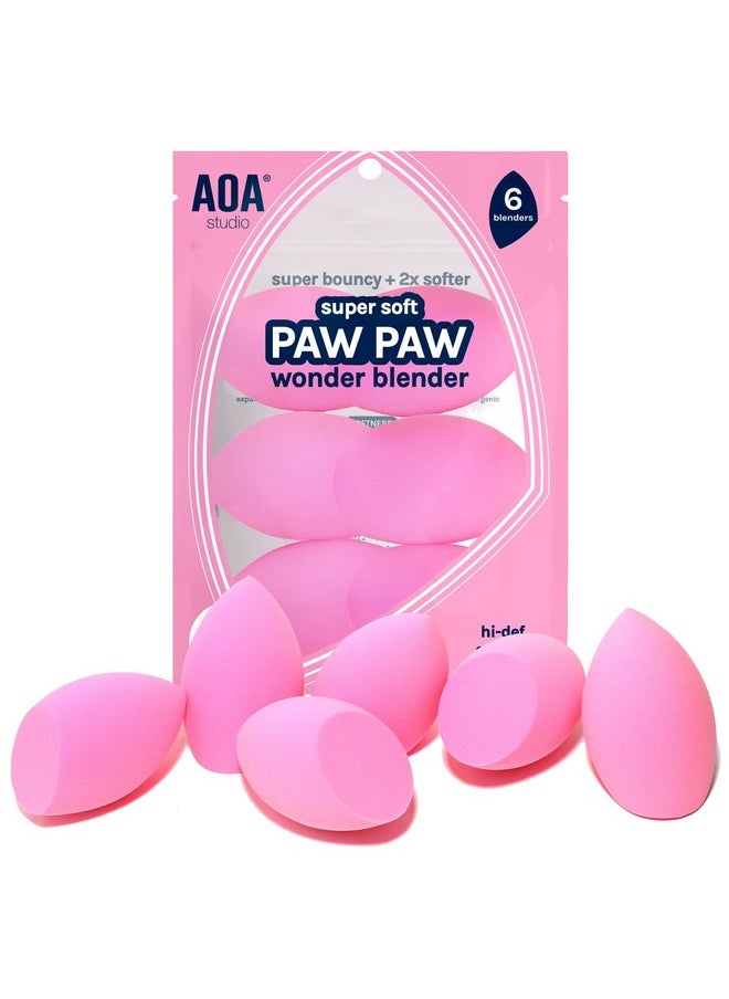 AOA Studio Collection Makeup Sponge Set Makeup Blender Latex Free and High-definition Super Soft Set of 6 Makeup Blender For Powder Cream and Liquid, Beauty Cosmetic Beveled Shape (Pink)