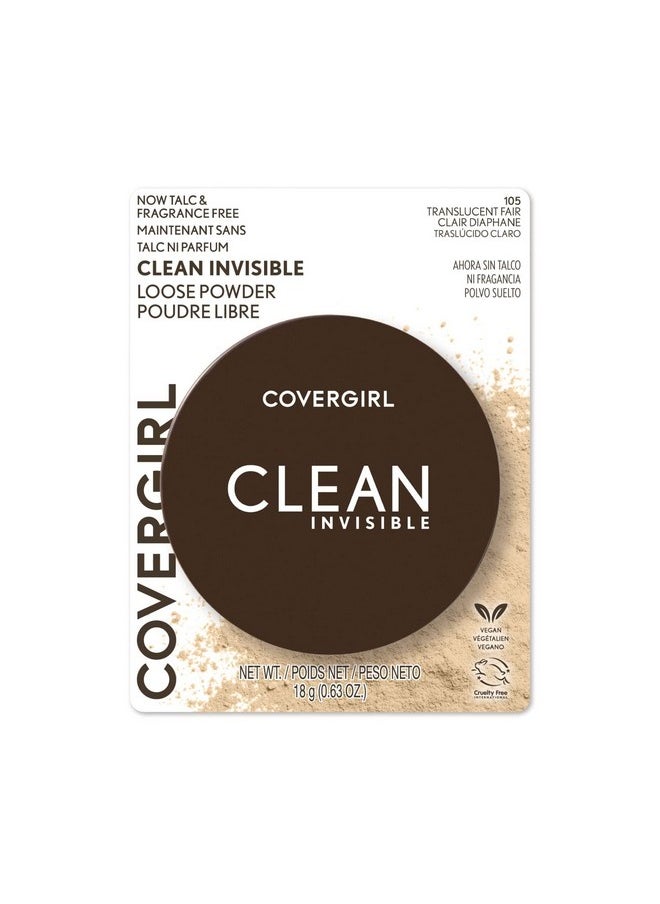 COVERGIRL Clean Invisible Loose Powder - Loose Powder, Setting Powder, Vegan Formula - Translucent Fair, 20g (0.63 oz)