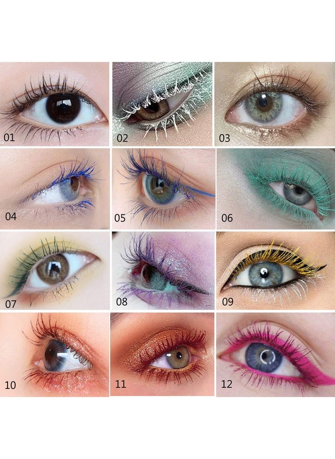 GL-Turelifes 12 Color Mascara Colorful Fiber Mascara Charming Longlasting Mascara, Thick & Long Eyelash Waterproof and Smudge-proof Eyes Makeup (Yellow)