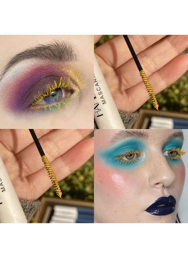 GL-Turelifes 12 Color Mascara Colorful Fiber Mascara Charming Longlasting Mascara, Thick & Long Eyelash Waterproof and Smudge-proof Eyes Makeup (Yellow)