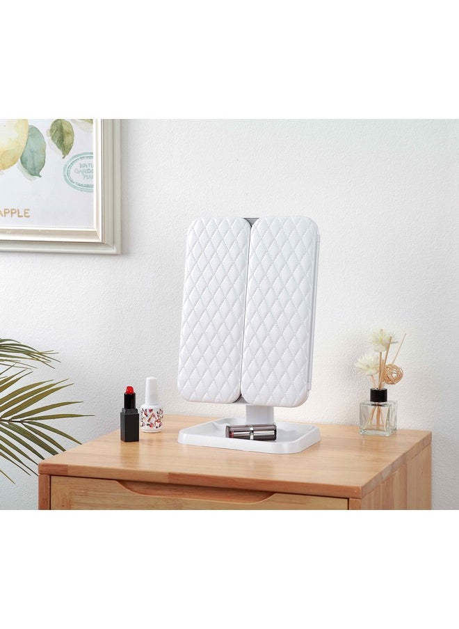 Miss Sweet Lighted Tri-fold Makeup Mirror Vanity Mirror with 1X/2X/3X Magnification (Pure White)