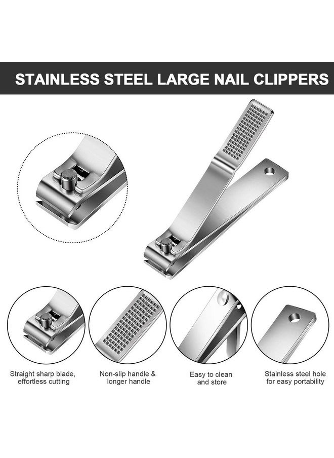 Mudder 6 Pieces Large Toenails Clippers Straight Edge Toenails Clippers Stainless Steel Nails Cutters for Men Women Thick Nails(Silver)
