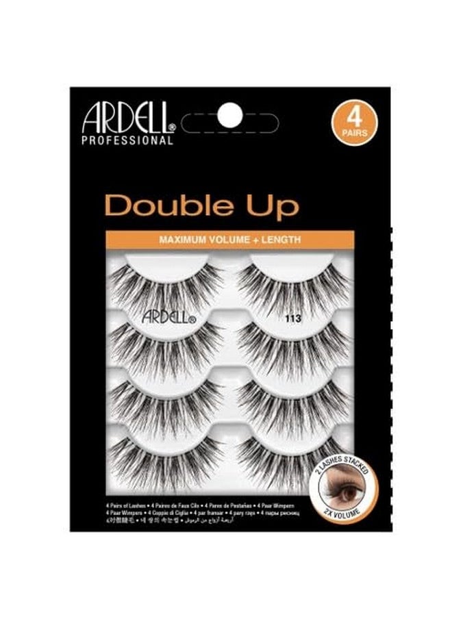Ardell Double Up 113 Lashes, Maximum Volume and Length False Eyelashes, 4 Pairs, 1-Pack