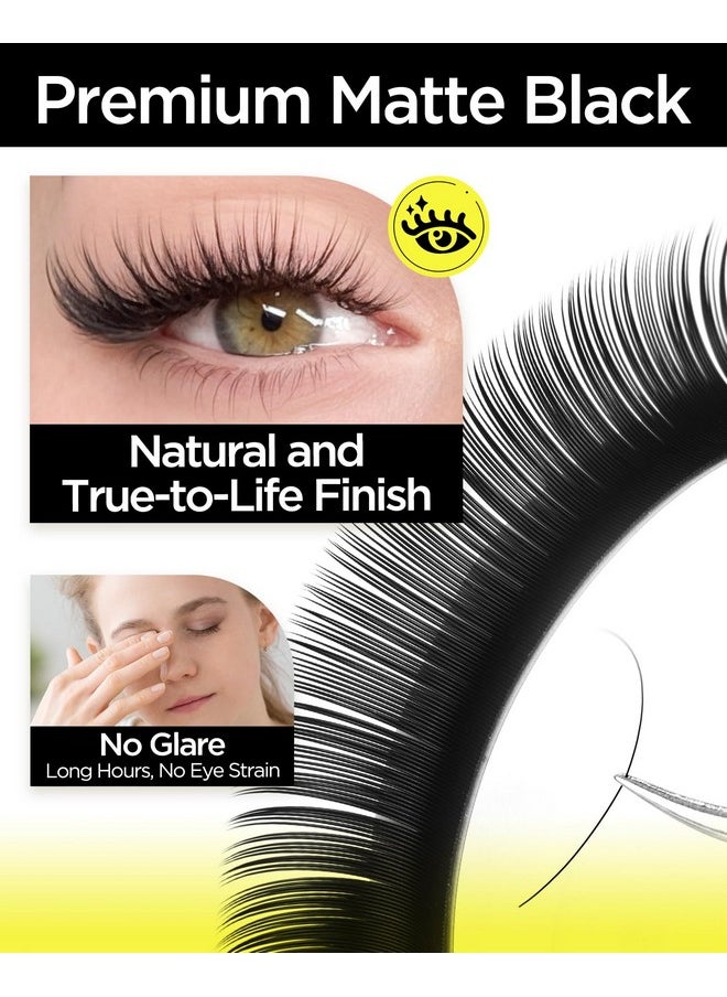 BEYELIAN Eyelash Extension Natural Matte Black 0.03-0.20 C/D/D+/L/M/LU Curl 7-15mm 100°/212°F High Temperature Resistant Classic Individual Lash Extensions Professional Use (0.15 D+ 7-15mm)