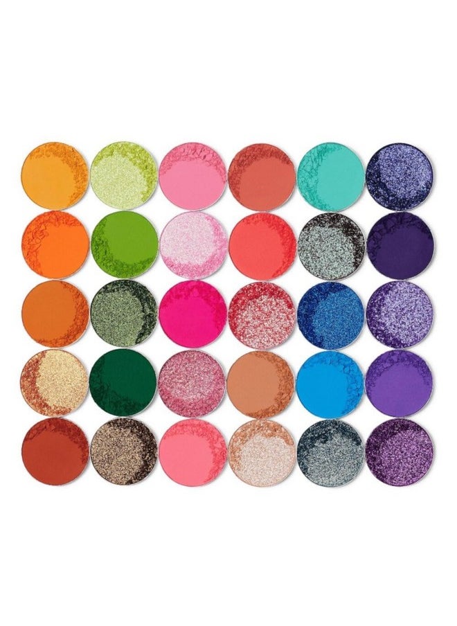 Juvia's Place Palette Culture - Yellow, Greens, Pink, Purple, Orange, Chromatic & Glitter Shades, 30 Pigmented Makeup Palette for Eye Color & Shine, Pressed