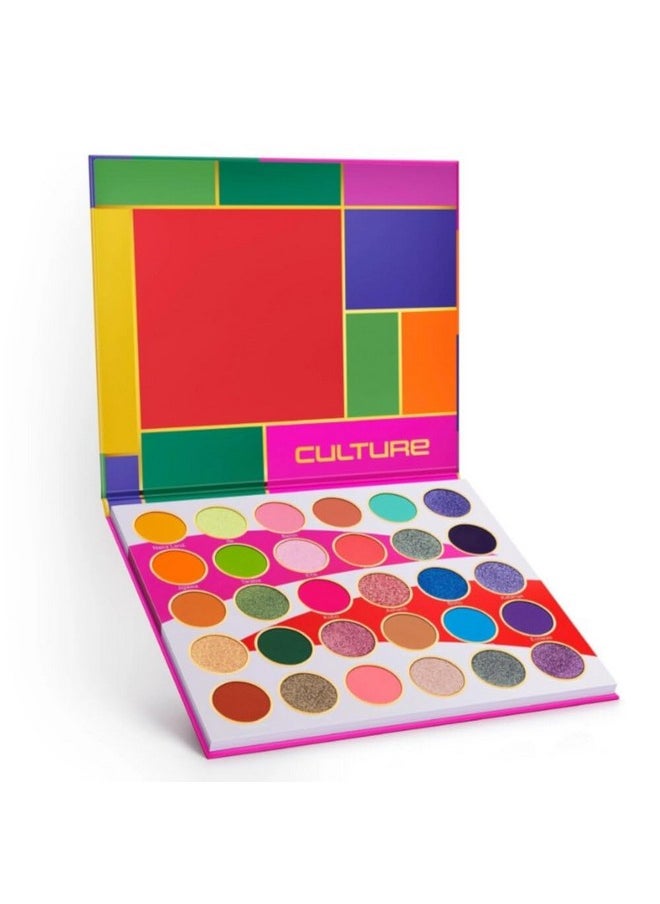 Juvia's Place Palette Culture - Yellow, Greens, Pink, Purple, Orange, Chromatic & Glitter Shades, 30 Pigmented Makeup Palette for Eye Color & Shine, Pressed