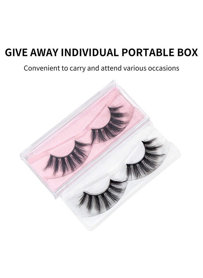 DYSILK False Eyelashes Mink - Strip Lashes 5 Pairs 6D Faux Eyelash Wispy Lashes Cat Eye Fake Eyelashes Natural Look Fluffy Lash Reusable Lash Extension Kit | 004-16.7mm