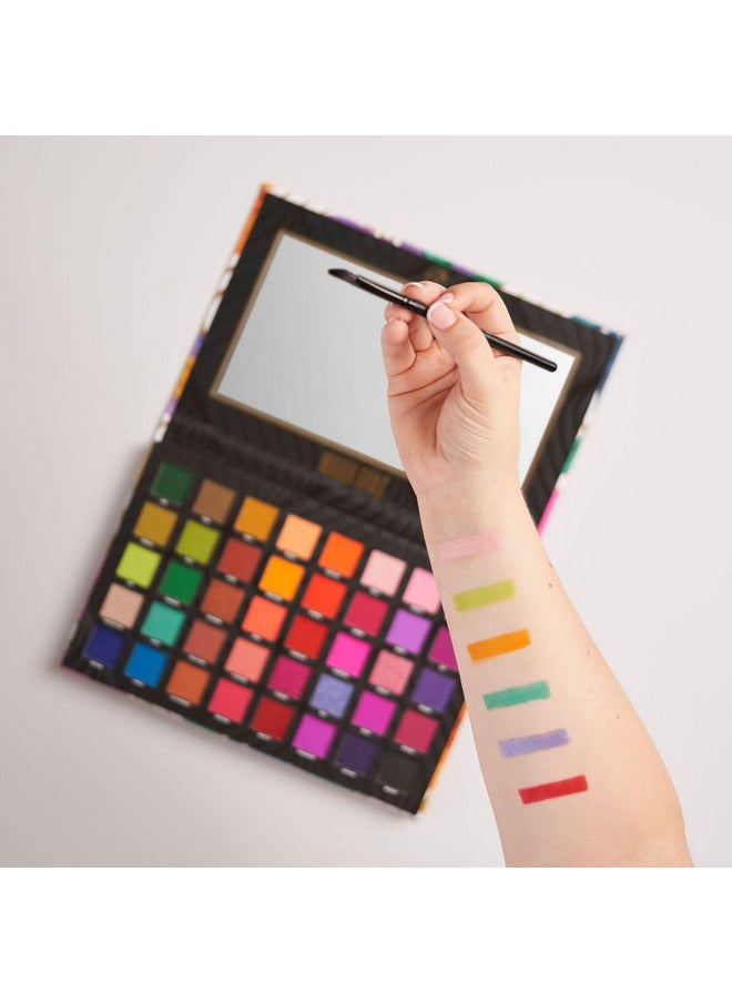 W7 Mardi Gras Pressed Pigment Palette - 40 High Impact Party Colors - Flawless Long-Lasting Bold Makeup