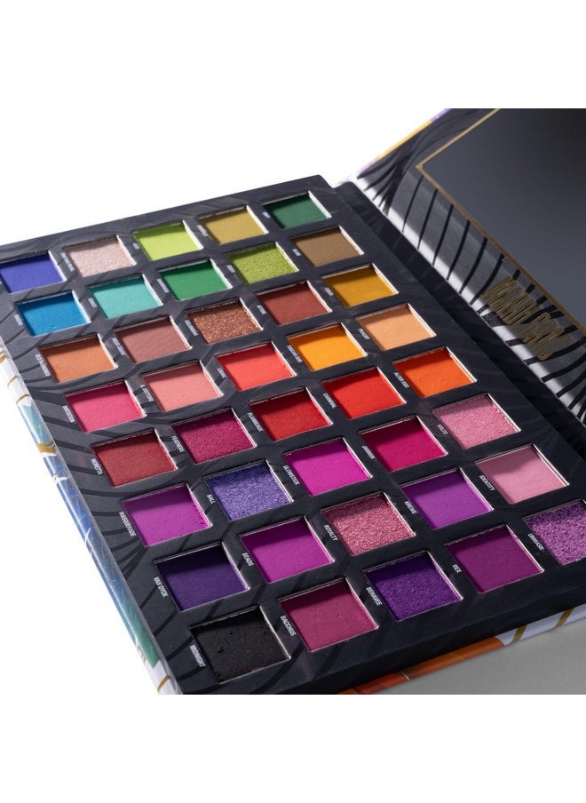 W7 Mardi Gras Pressed Pigment Palette - 40 High Impact Party Colors - Flawless Long-Lasting Bold Makeup