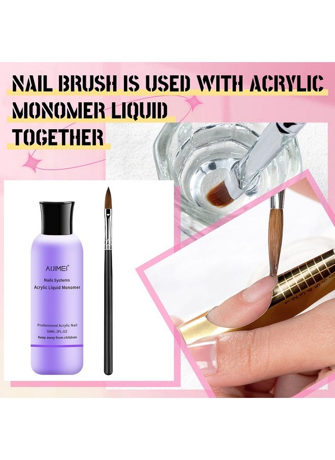 AIJIMEI Acrylic Monomer Liquid Kit 2 fl.oz Acrylic Liquid Nail System Manicure Tools Acrylic Monomer with 1.4 fl.oz Nail Brush Cleaner and Acrylic Nail Brush