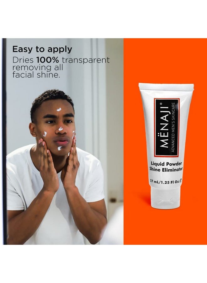 MËNAJI Liquid Powder Shine Eliminator- Moisturizer & Lightweight Liquid Primer Powder for Men - Undetectable Full Coverage - Men's Cosmetics- Natural Looking Makeup- Mens Makeup- Transparent - 1.25 Oz
