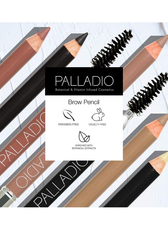 Palladio Beauty Brow Definer Pencil, Medium Brown, Ultra Precise Twist-Up Eye Brow Pencil with Long-Staying Power, Spooley Brush Blends Color for Natural Finish, No Eyebrow Pencil Sharpener Required