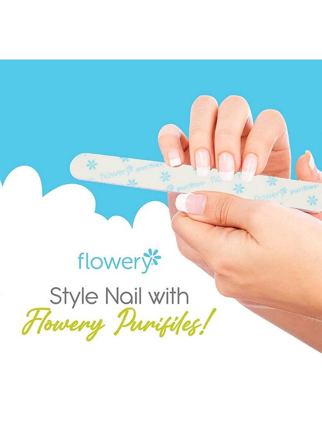 Flowery Purifiles Standard Pink Core Disinfectable Nail Files, 80/100 Grit, 20 per Pack