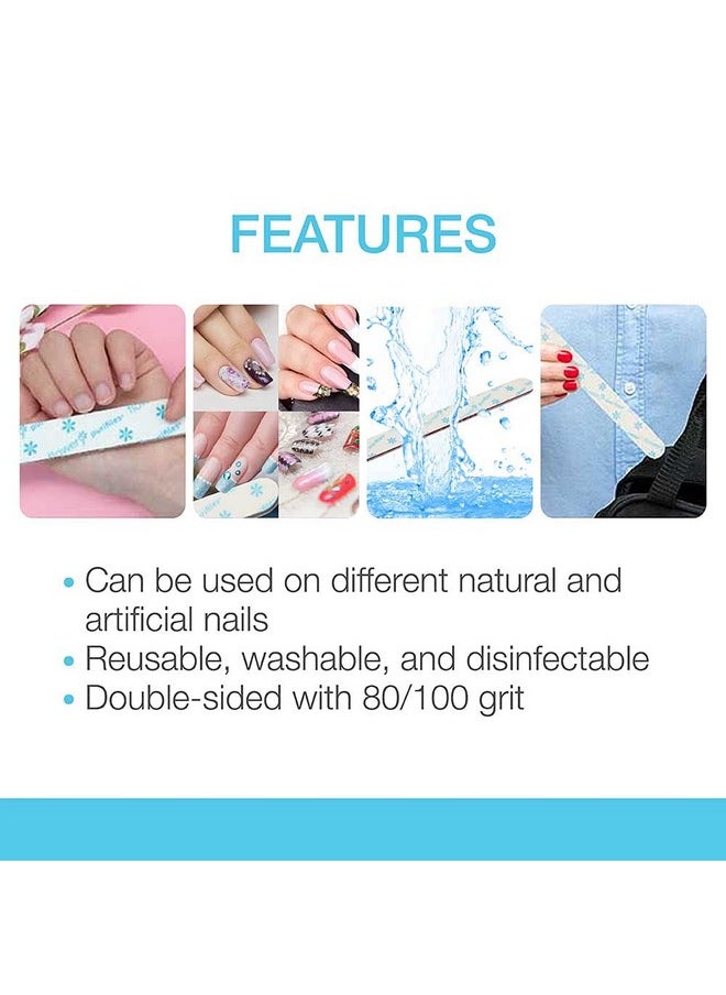 Flowery Purifiles Standard Pink Core Disinfectable Nail Files, 80/100 Grit, 20 per Pack