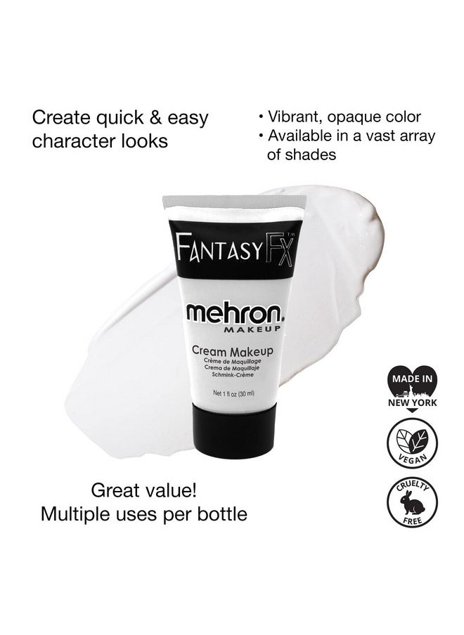 Mehron Makeup Fantasy FX Cream Makeup | Water Based Halloween Makeup | White Face Paint & Body Paint For Adults 1 fl oz (30ml) (White)