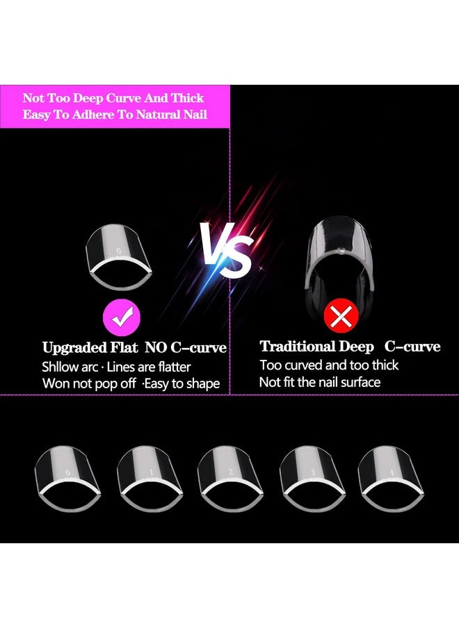 XXL No C Curve Nail Tips for Acrylic Nails Professional, 600PCS Clear Tapered Square Nail Tips Straight Flat Nails Tips, Extra Long Half Cover Acrylic Nail Tips for Nail Salon and DIY Nail 12 Sizes