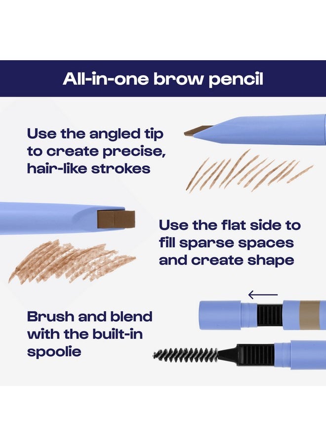 ALLEYOOP Swift Brow All-In-One Brow Definition with Built-In Sharpener & Spoolie Brush - Taupe - Water & Smudge-Resistant Eyebrow Definer Pencil with Natural Matte Finish - Vegan & Cruelty-Free