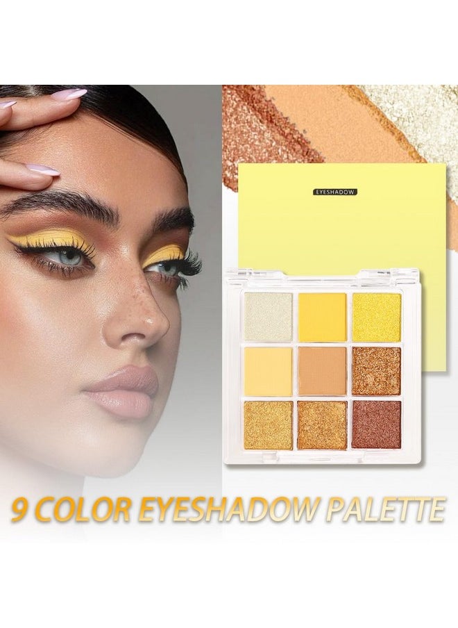 evpct 9 Colors Yellow Gold Bronze Cocoa Maroon Glitter Shimmer Matte Eye Shadow Palette Makeup, Highly Pigmented Waterproof Yellow Gold Bronze Cocoa Maroon Shimmer Sparkling Party Eyeshadow Palette