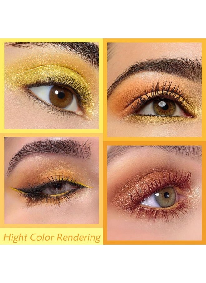 evpct 9 Colors Yellow Gold Bronze Cocoa Maroon Glitter Shimmer Matte Eye Shadow Palette Makeup, Highly Pigmented Waterproof Yellow Gold Bronze Cocoa Maroon Shimmer Sparkling Party Eyeshadow Palette