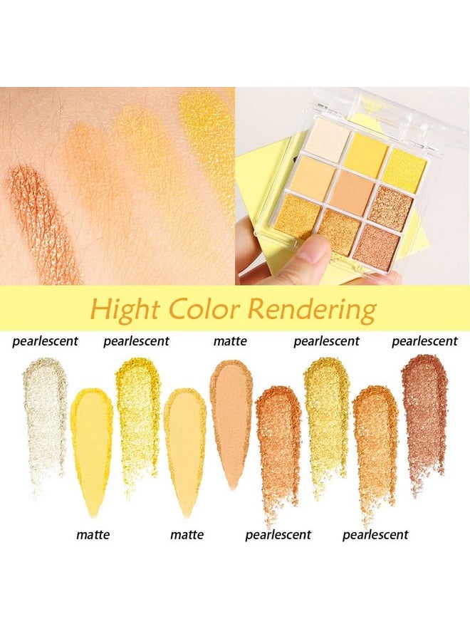 evpct 9 Colors Yellow Gold Bronze Cocoa Maroon Glitter Shimmer Matte Eye Shadow Palette Makeup, Highly Pigmented Waterproof Yellow Gold Bronze Cocoa Maroon Shimmer Sparkling Party Eyeshadow Palette