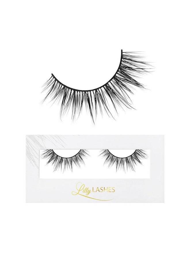 Lilly Lashes Royalty - Lite Mink Lashes | False Eyelashes Perfect for Small, Mono Lid And Almond Eyes | Cat Eye Mink Strip Fake Dramatic Fluffy Flare Lashes 15mm length, Reusable Up to 15 wears