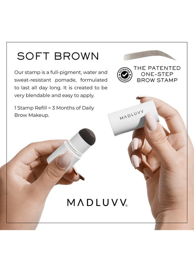 MADLUVV Brow Stamp Refill* - Color Stamp for Brows & Root Touch Up for Women & Men, Instantly Conceal Hair Loss, Grey Hair, Thinning Hair with Stain-Proof/Smudge-Proof Powder Formula (Soft Brown)