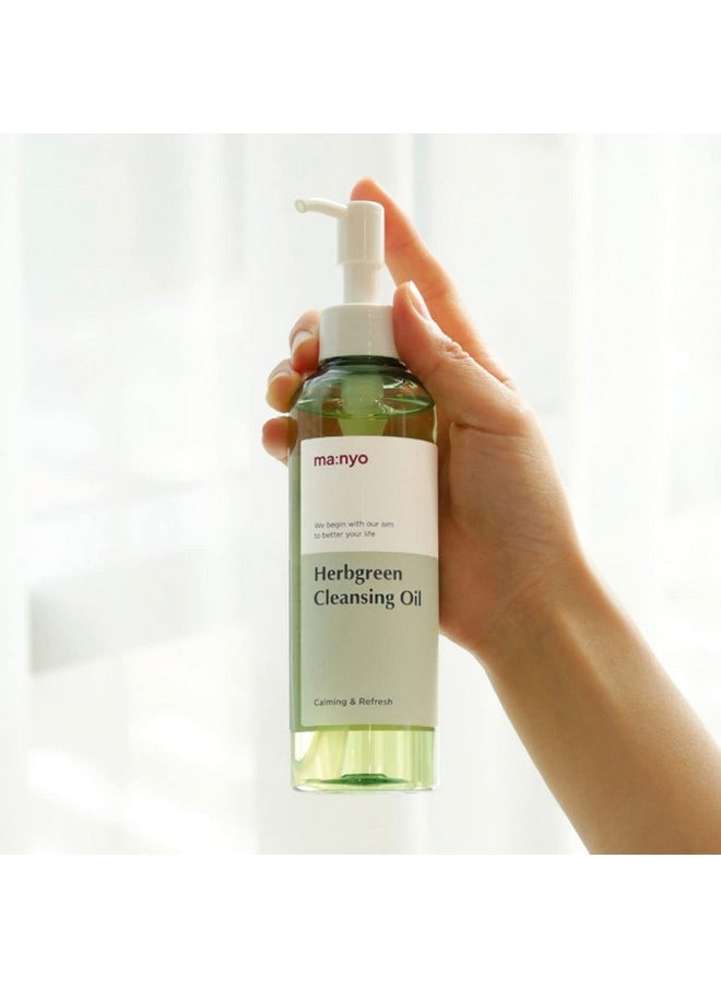 ma:nyo Herb Green Cleansing Oil 6.7 fl oz (200ml) Korean Facial Cleanser, Daily Makeup Remover for Women, Effective Cleansing Without Clogging Pores, with Artemisa, Tea Tree