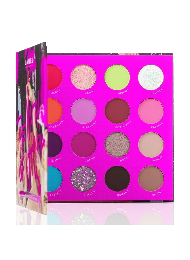 Lamel 16 Colors Highly Pigmented Eyeshadow Palette - Catchy Colors & Shimmers, Vibrant, Long-Lasting Formula with Neon Pigments - The Myth of Utopia, 16gr