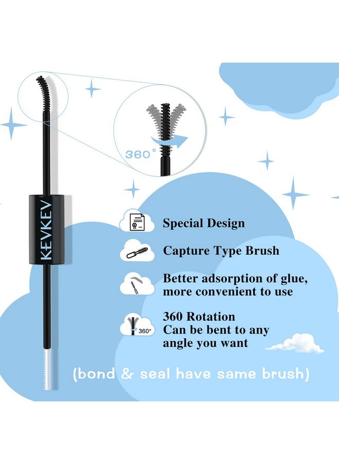KevKev Lash Bond and Seal Lash Glue for Eyelash Extensions Strong Hold Long Lasting 48-72 Hours Lash Clusters Glue Lash Bond and Seal Waterproof Individual Lash Glue (5ml+5ml, Black Bond and Seal)