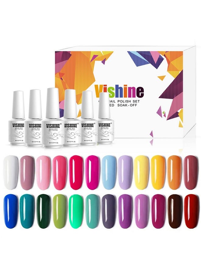 Vishine Gel Nail Polish 24 Colors Set Soak Off Gel Nail Polish Kit Nail Art Manicure Pedicure New Starter Pretty Color Collection Gift Set 8ml