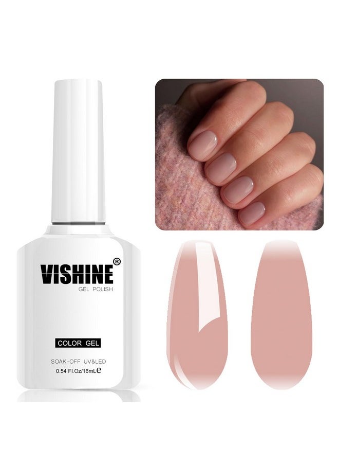 Vishine French Rose Gel Nail Polish - 16ml Nude Pink Gel Polish Translucent Nail Soak Off LED Nail Lamp Jelly Gel Polish Nail Art Gel 0.54Oz M086