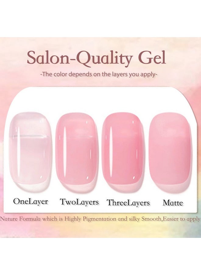 AHAMIOU Gel Nail Polish Nude Gel Polish Kit Sheer Milky White Icy Jelly Translucent Gel Polish Set Color Neutral Soak Off Art Home DIY Manicure Salon Varnish(Light Pink)