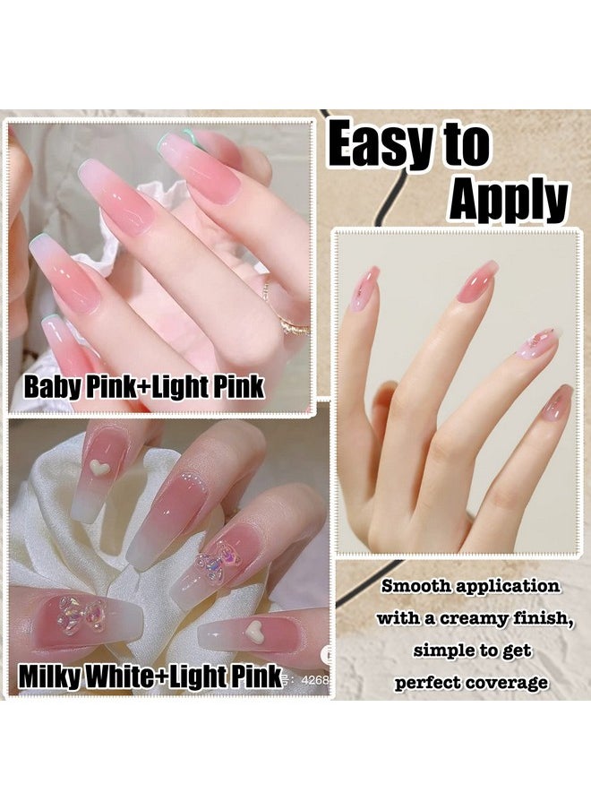AHAMIOU Gel Nail Polish Nude Gel Polish Kit Sheer Milky White Icy Jelly Translucent Gel Polish Set Color Neutral Soak Off Art Home DIY Manicure Salon Varnish(Light Pink)