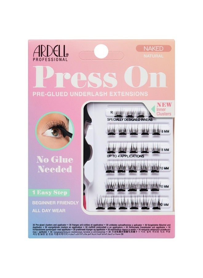 Ardell Naked Press On DIY Lash Clusters, Eyelash Extension Kit, Individual Lashes, Pre-Glued Underlash, Natural Look Soft Volume, with Applicator, 1-pack