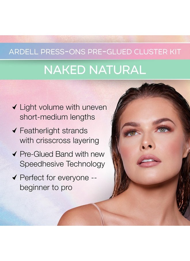 Ardell Naked Press On DIY Lash Clusters, Eyelash Extension Kit, Individual Lashes, Pre-Glued Underlash, Natural Look Soft Volume, with Applicator, 1-pack
