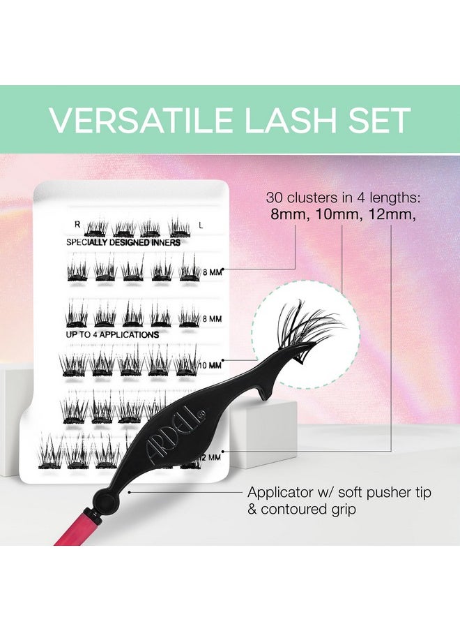 Ardell Naked Press On DIY Lash Clusters, Eyelash Extension Kit, Individual Lashes, Pre-Glued Underlash, Natural Look Soft Volume, with Applicator, 1-pack