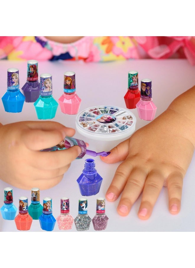 Townley Girl Disney Frozen Non-Toxic Peel-Off Nail Polish Set with Shimmery and Opaque Colors with Nail Gems for Girls Ages 3+, Perfect for Parties, Sleepovers and Makeovers, 18 Pc Set