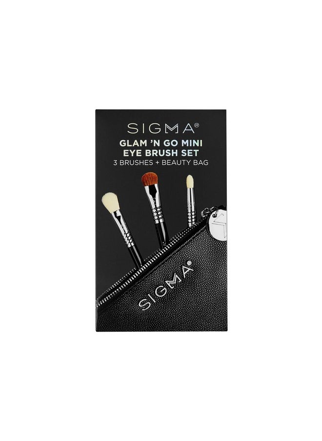 Sigma Beauty Glam 'N Go Mini Eye Brush Set, 3 Brushes and Beauty Bag