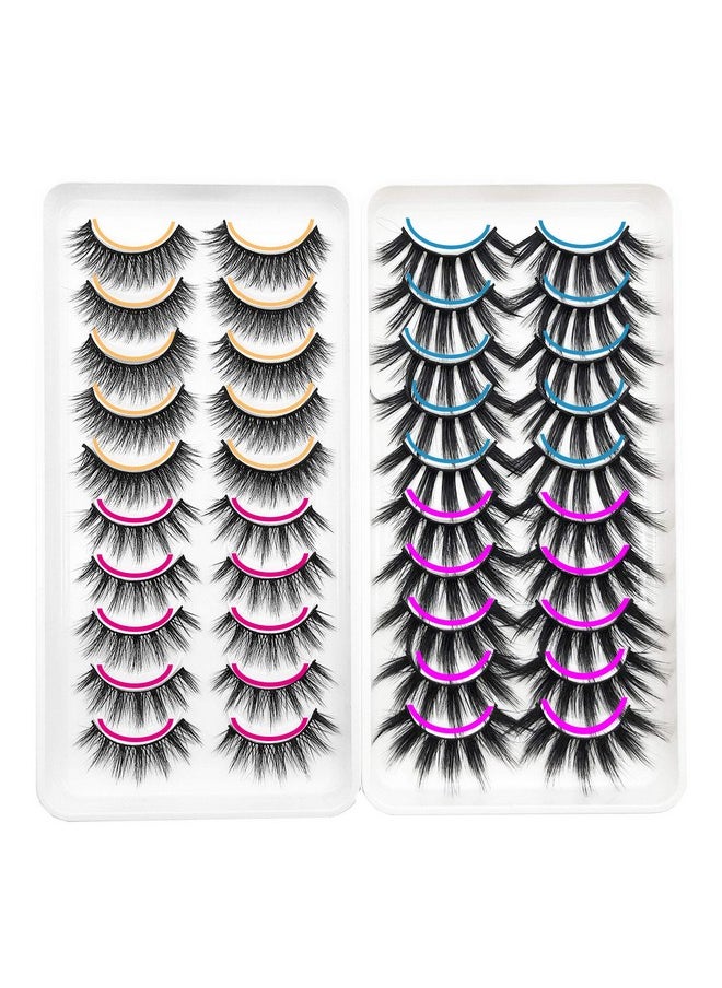 Lashes Pack, Faux Mink Lashes 20 Pairs 4 Styles, 15-20mm 5D Faux mink false eyelashes, Volume Fake eye Lashes, Faux Mink Eyelashes Pack B